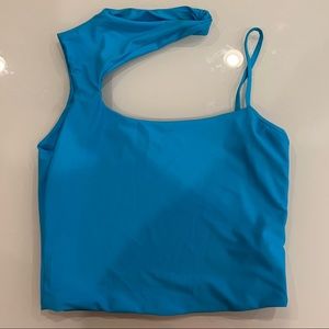 blue cutout crop top